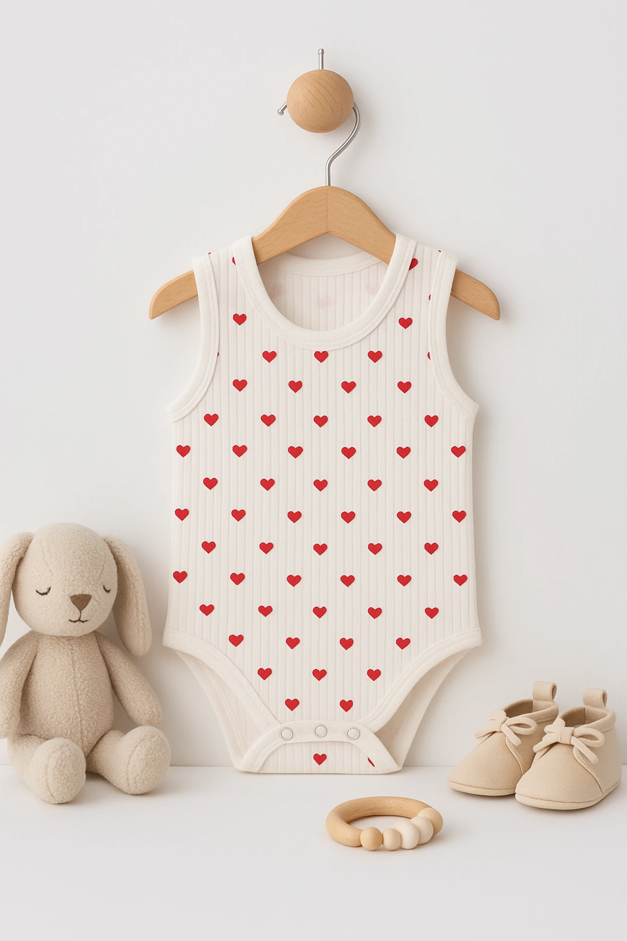 Minik Kalpler Baskılı Çıtçıtlı Bebek Badisi