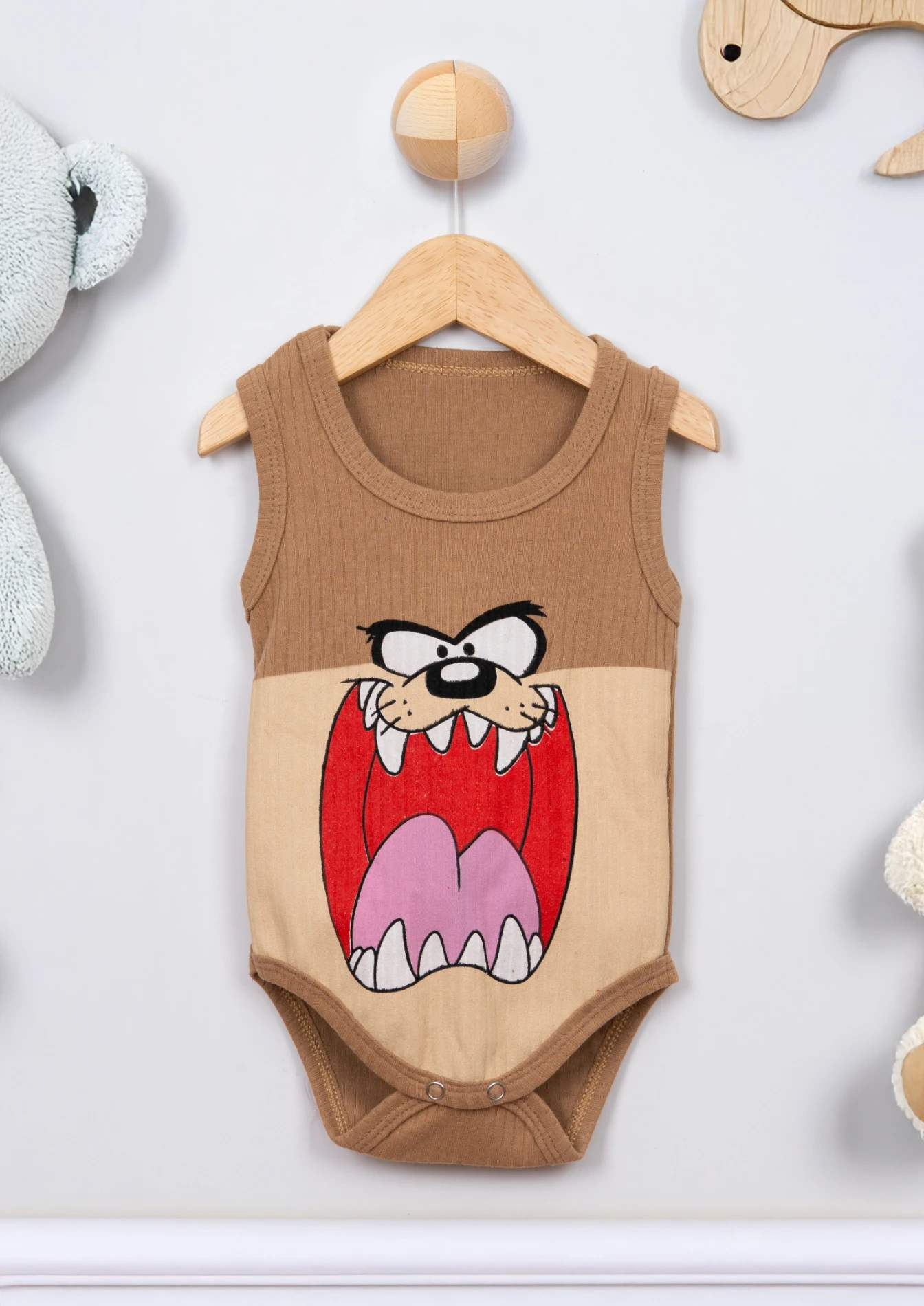 Taz Baskılı Çıtçıtlı Bebek Badi