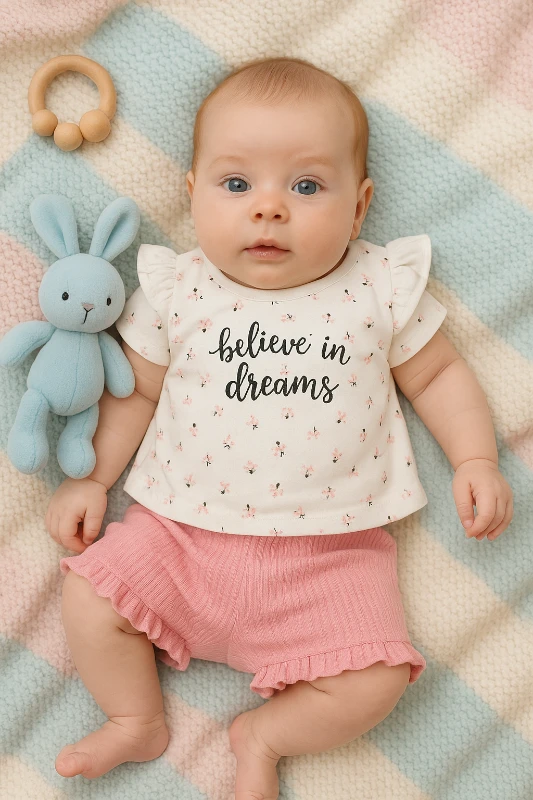Yazlık Believe İn Dreams Baskılı 2’li Bebek Takım