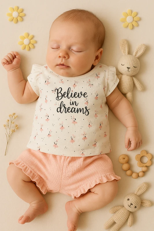 Yazlık Believe İn Dreams Baskılı 2’li Bebek Takım
