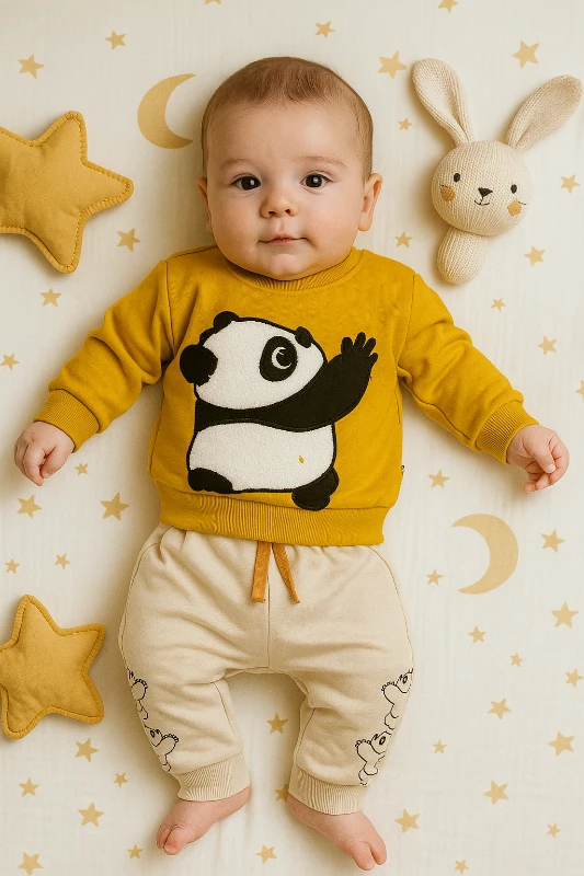 Panda Nakışlı 2’li Bebek Takım