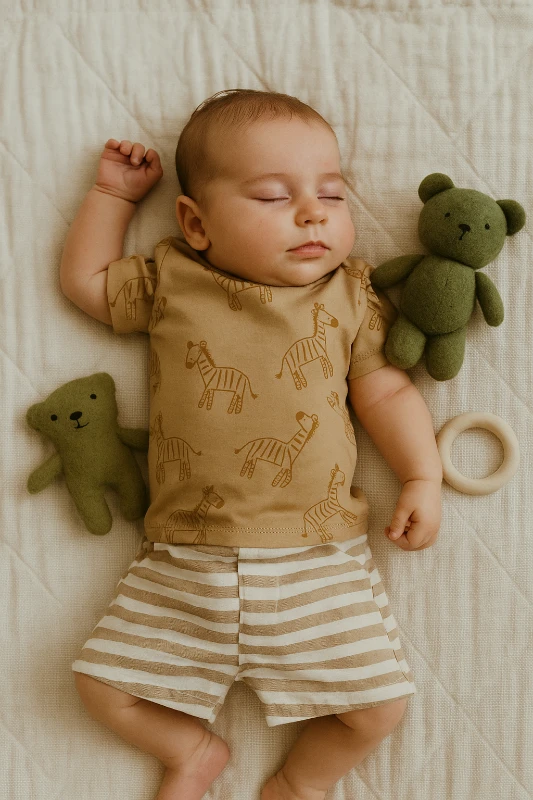 Yazlık Zebra Baskılı 2’li Bebek Takım