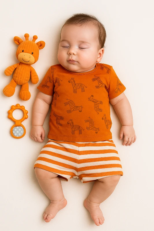 Yazlık Zebra Baskılı 2’li Bebek Takım