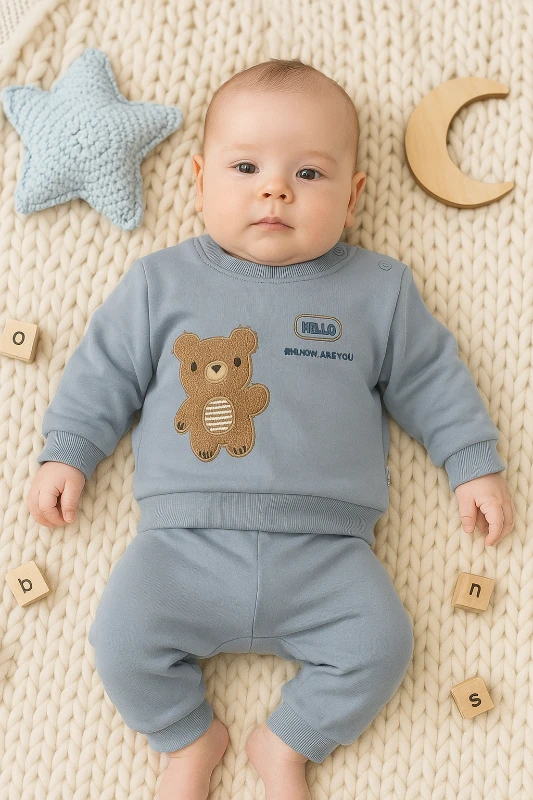 Süzene Hello Ayıcık Nakışlı 2’li Bebek Takım