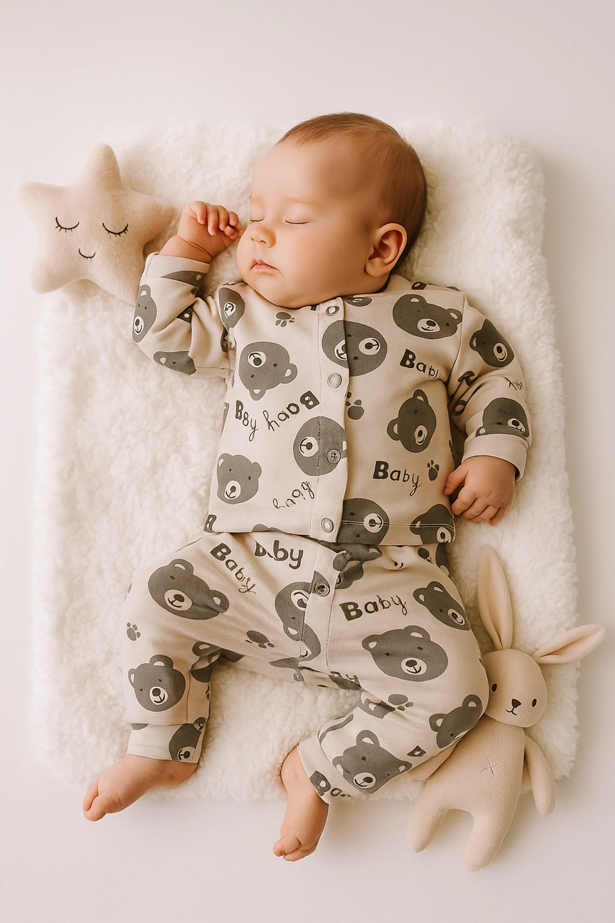 Baby Ayıcık Baskılı 2’li Bebek Pijama Takım 