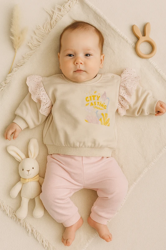Grow Strong Baskılı Kolları Fırfırlı 2’li Bebek Takım