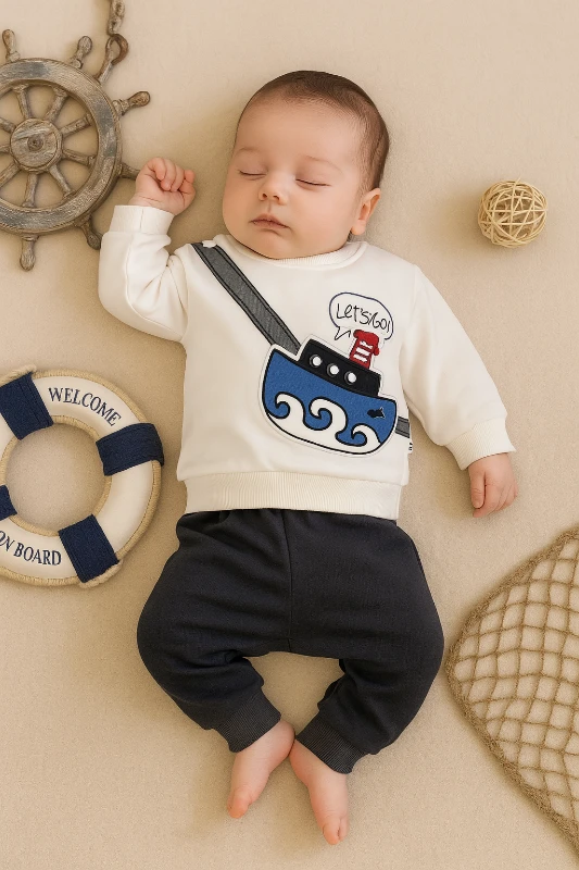 Gemi Nakışlı 2’li Bebek Takım