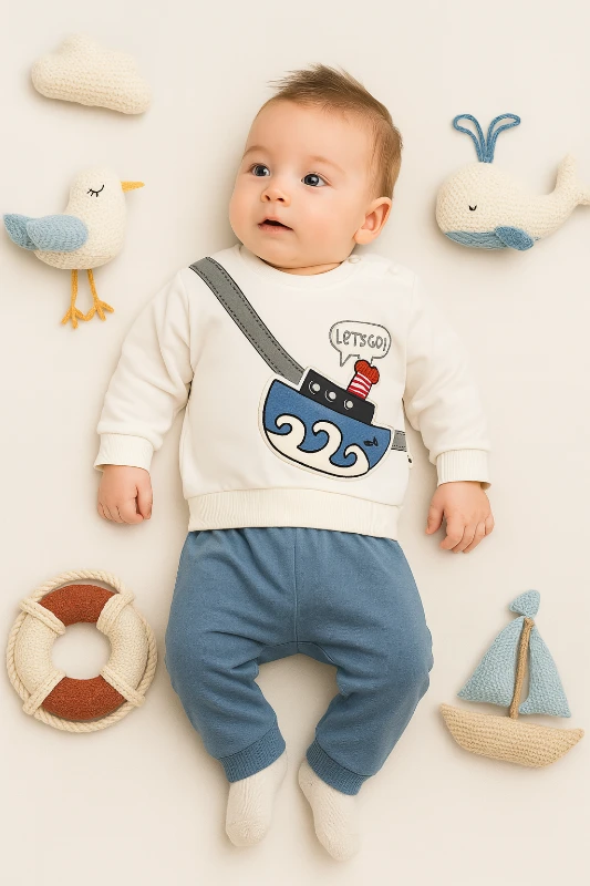 Gemi Nakışlı 2’li Bebek Takım
