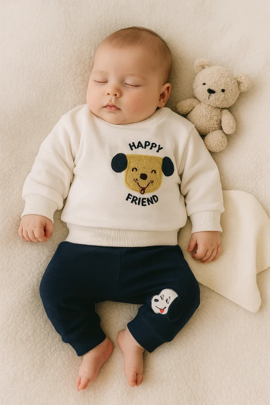 Happy Friend Sevimli Köpekcik Nakışlı 2’li Bebek Takım